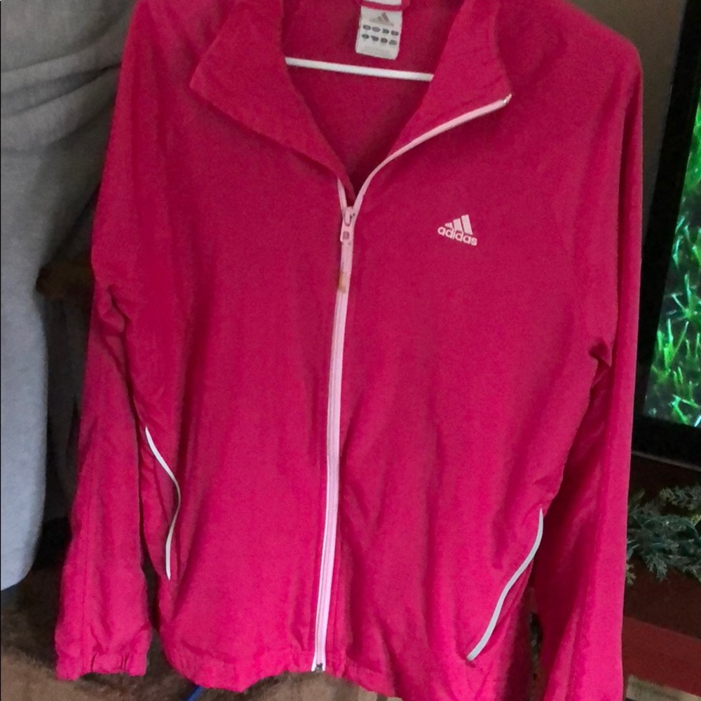Adidas full zip windbreaker jacket.